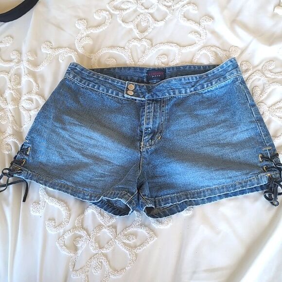 Vintage Tommy Jeans Denim Shorts With Leather Lace Up Ties - Picture 10 of 10